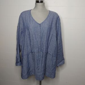 FLAX oversized blue linen tunic L